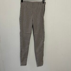 Zara Womens Brown‎ plated Side Zip Skinny Pants Trousers Size Small
